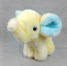 Baby Elephant Plush Rattle Yellow Blue Stuffed Animal 1987 Commonwealth 6 Inch