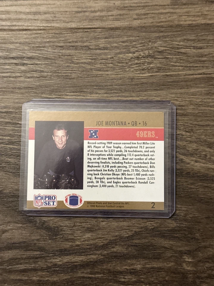 (2) Joe Montana San Francisco 49ers 1990 Pro Set #2 Error Card READ DESCRIPTION - Image 2 of 4