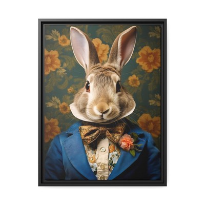 Framed Renaissance Rabbit Portrait: Colorful Animal Art Print | Victorian Bunny