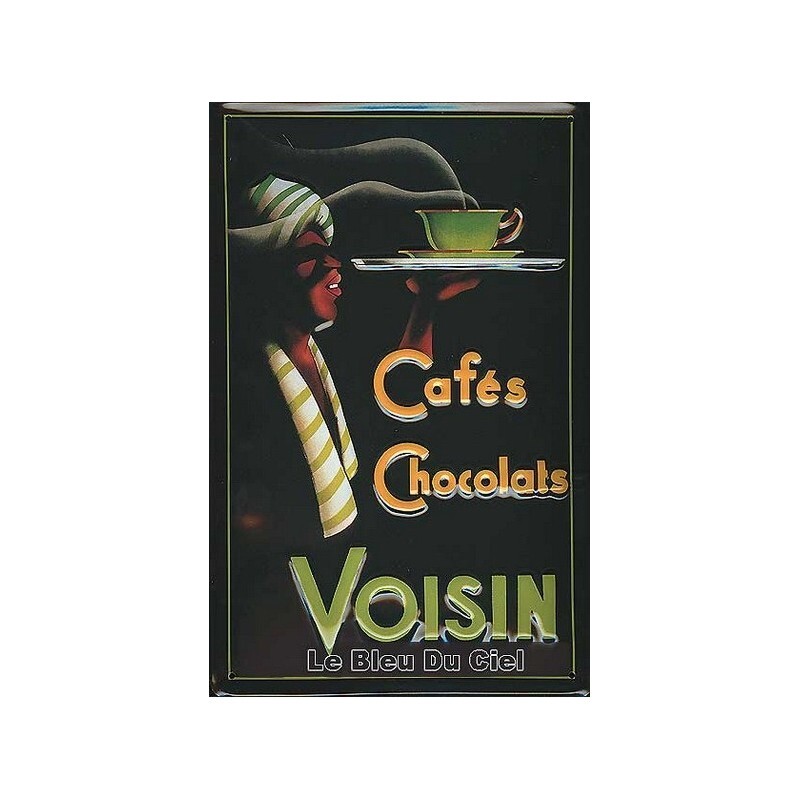 Plaque métal Voisin café chocolat en relief retro 20x30cm