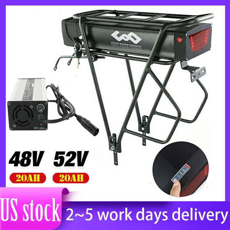 48V 14AH Lithium Electric Bicycle Battery Rear Rack Type w/ Holder Charger For 48V 1000W Bike 48V 14AH Lithium Electric Bicycle Battery Rear Rack Type w/ Holder Charger For 48V 1000W Bike