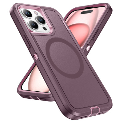 For iPhone 16 Pro Max  15 14 Heavy Duty Shockproof Rugged Case + Tempered Flim