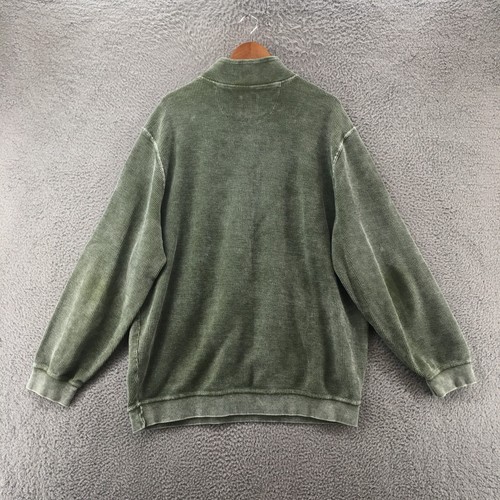 F/X Fusion Quarter Zip Sweater Mens XL Tall Green Velvet Cotton Long Sleeve - Picture 8 of 11