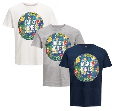 Jack & Jones Originals T-Shirt Herren Rundhals RAIN FOREST Logo Print Baumwolle Tee