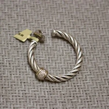 SINGLE DAVID YURMAN 925/18K CABLE CLASSICS DIAMOND HOOP EARRING ONE ONLY