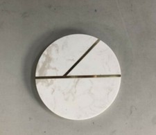 White Marble Serving Tray Plate Round 12 inch / 30 cm for Meal Appetizers Snacks