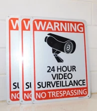 AMFAGO SIGN WARNING SECURITY CAMERAS 24 Hour Video Surveillance 10x7 3 PACK NEW