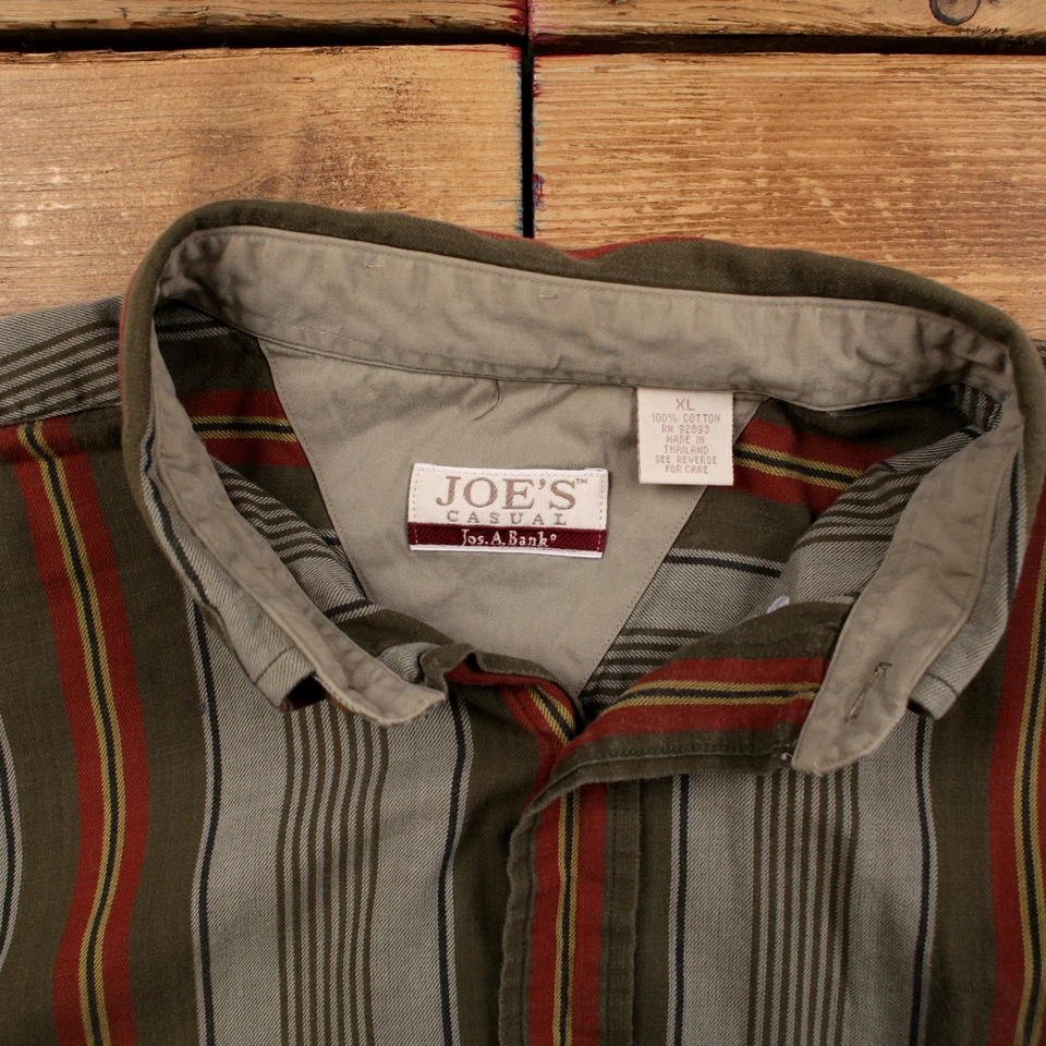 Vintage Joe's Casual Casual Shirt Button XL Mens Long Sleeve Green Striped - Image 3 of 4