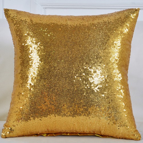Glittering Gold Sequins Pillow Covers 16x16 Set of 2 Decorative Accents - Picture 10 of 14