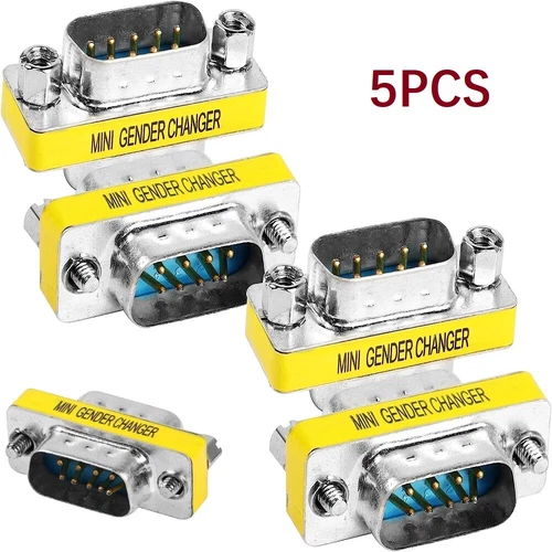 5Pcs DB9 D-SUB 9 Pin RS232 Male to Male Mini Gender Changer Coupler Adapter New