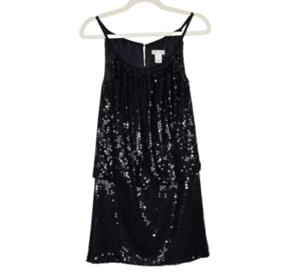 White House Black Market Black Sequin Mini Dress Women’s Size 0 Party Night Out