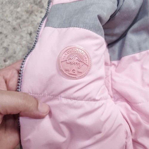 Gerry Puffer Jacket Girls 4T Pink Gray Reversible Weight Full Zip Stars Faux - Picture 14 of 21