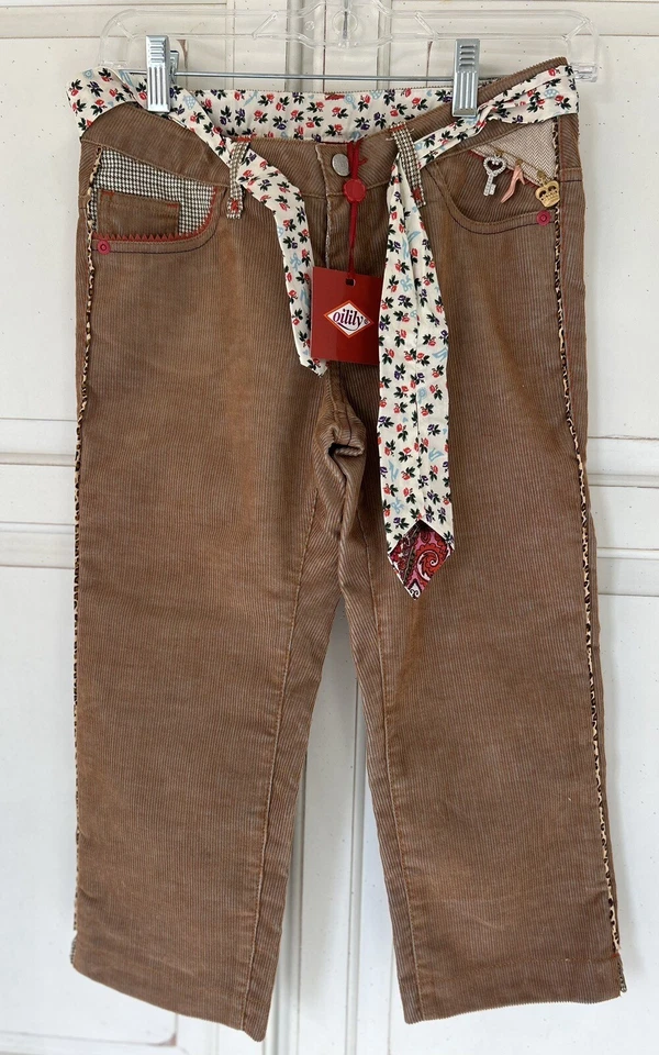 NUEVO CON ETIQUETAS OILILY Niñas Marrón Pana Dije Adornado Floral Corbata Botique Pantalones Talla 5? Foto 2 de 4