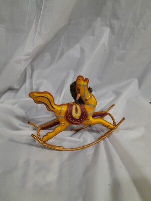 Vintage Chinese Satin Silk Rocking Horse Ornament 5.5 display picture 1