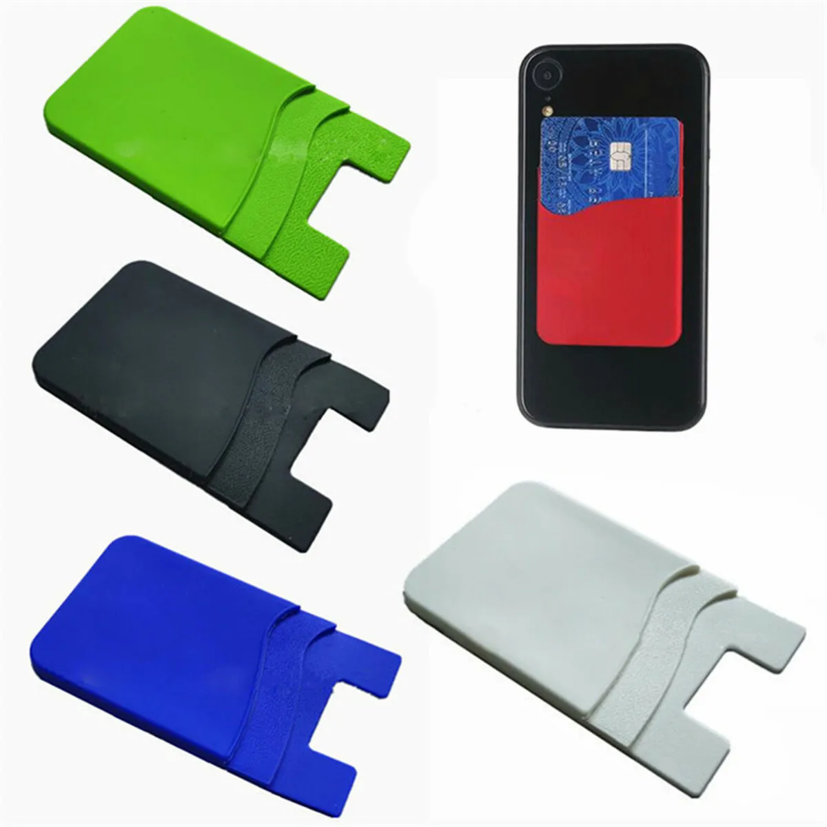 2X Silicone Credit Card Holder Pocket Sticker Adhesive Pouch Case