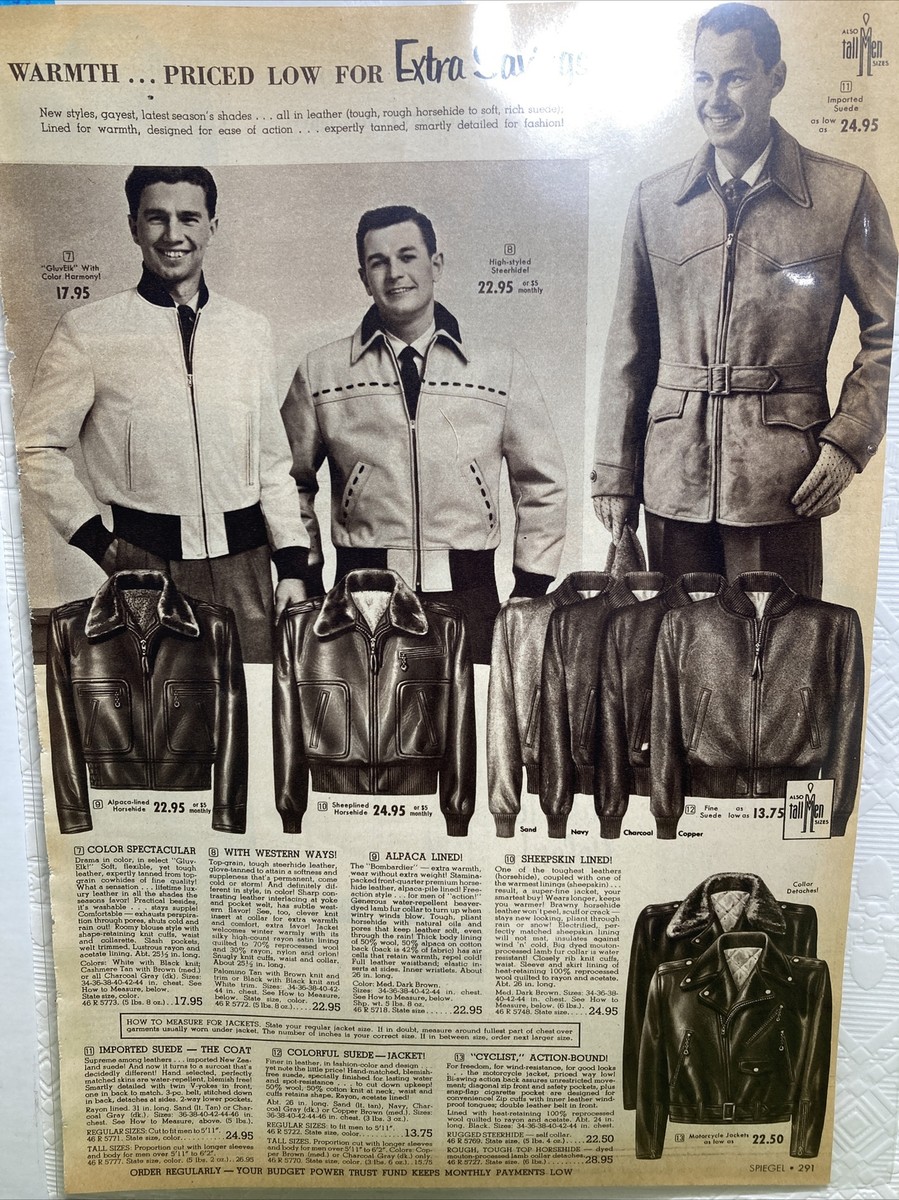 1955 MCM Mens Jackets Color Examples Drizzler Motorcycle Jackets