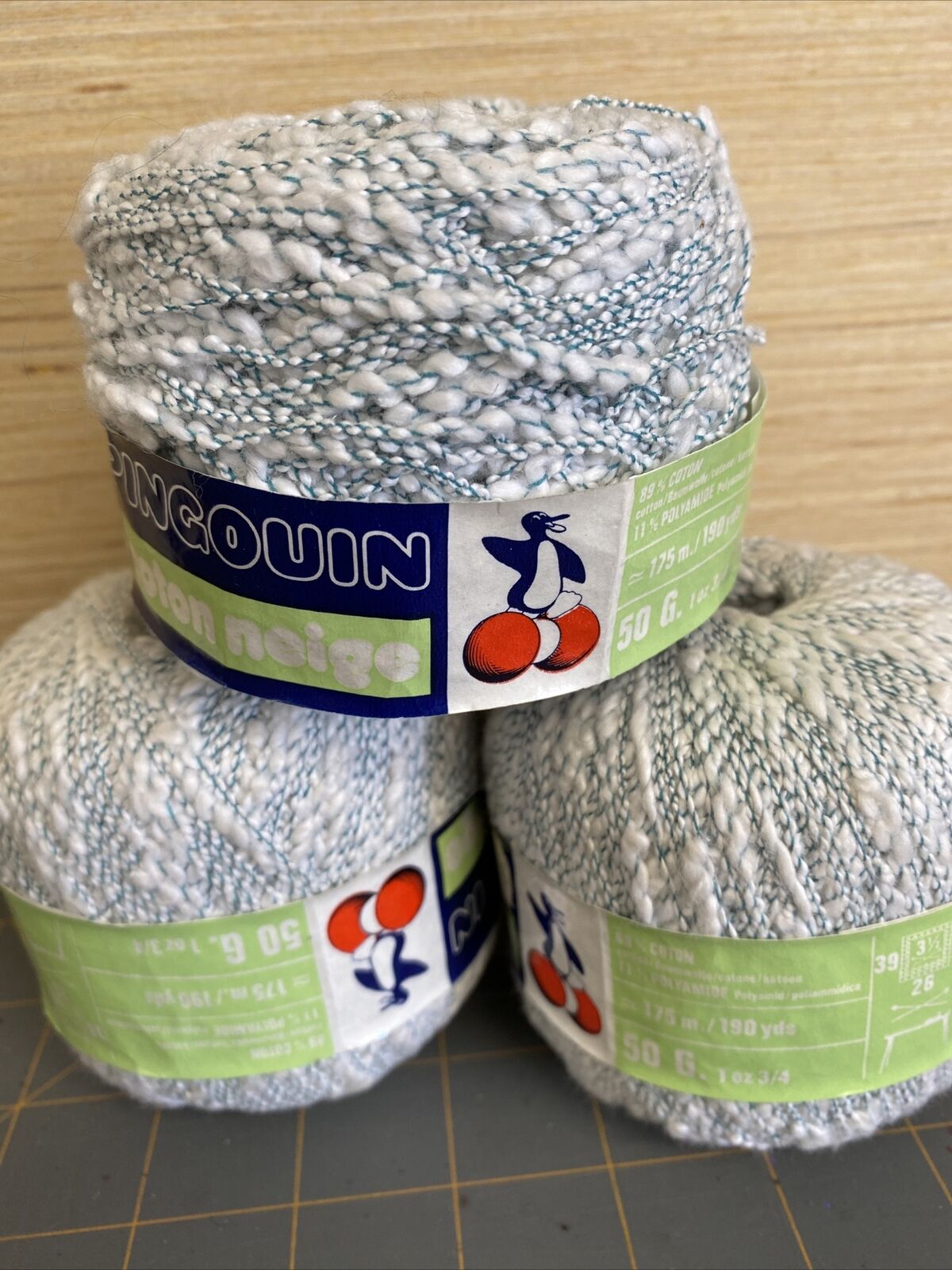 3 Pingouin Coton Neige Yarn Choice Made In Color 50g Mint Pale Max 50% OFF France