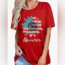 New with Tags America Red Sunflower Shirt Patriotic Size Small