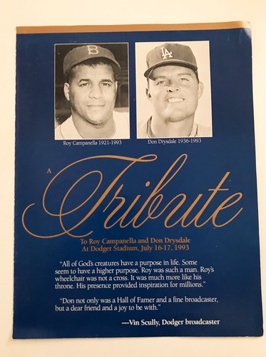 1993---DODGERS--ROY CAMPANELLA & DON DRYSDALE--SPECIAL "TRIBUTE" BOOKLET'--NMT