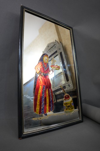 Rare vintage Arab Bedouin Folkloric Hand Made Colored Framed Mirror 26" X 14" - Picture 13 of 16