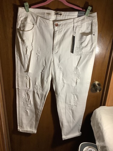 Dollhouse Skinny Distressed White Jeans Womens Size 22~ NWT - Picture 3 of 12