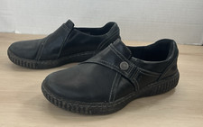Clarks Collection Caroline Pearl Women Black Leather Comfort Loafer Shoes Sz 7.5