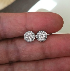 4Ct Round Cut Simulated Moissanite Flower Cluster Earrings 14K White Gold Finish 4Ct Round Cut Simulated Moissanite Flower Cluster Earrings 14K White Gold Finish