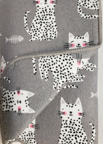 Kitchen Microfiber Reversible Dish Drying Mat (16" x 20") CATS ON GREY, KDD - Picture 6 of 20