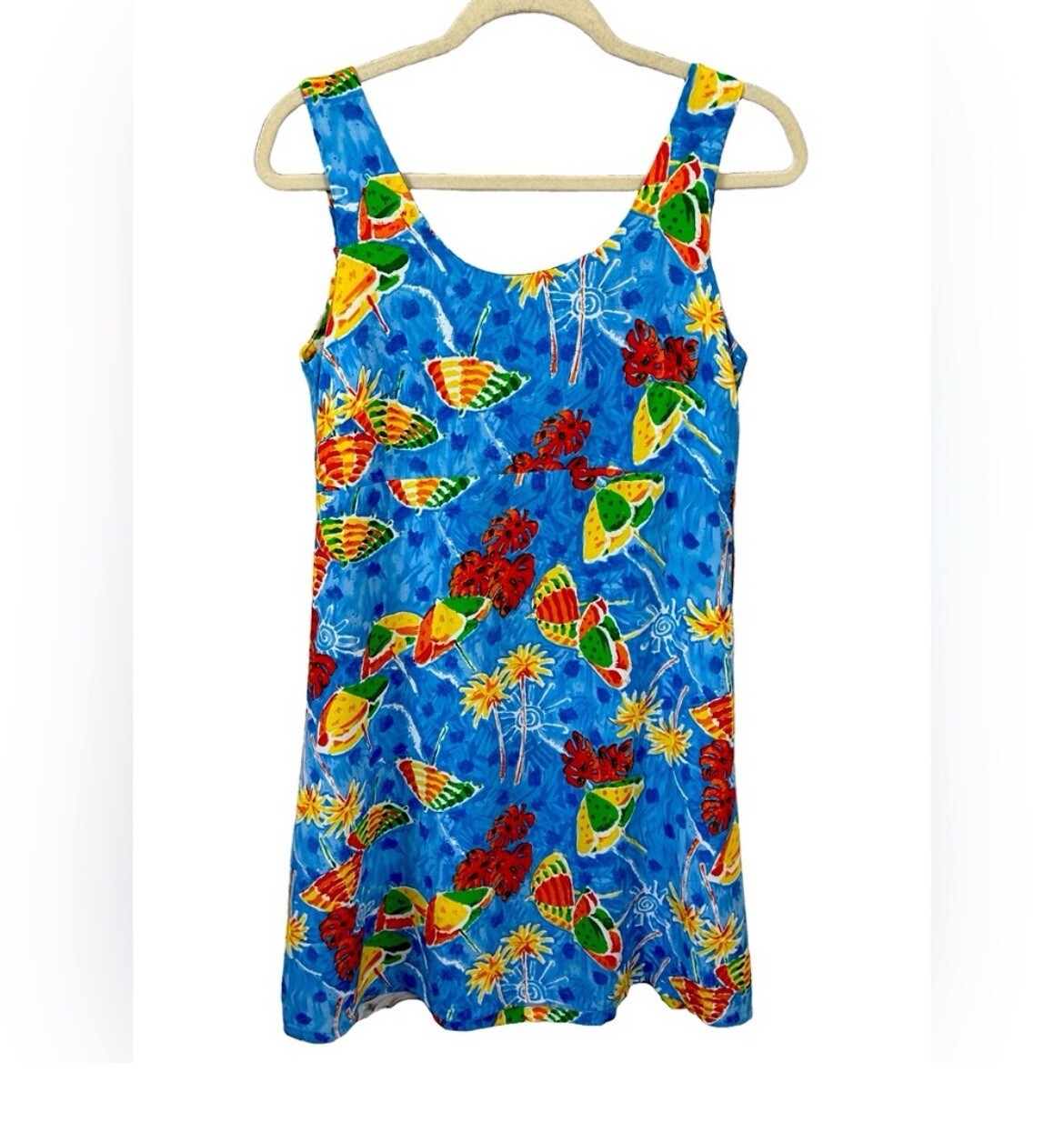 Big Head women’s vintage sleeveless colorful beach umbrella print short sundress  