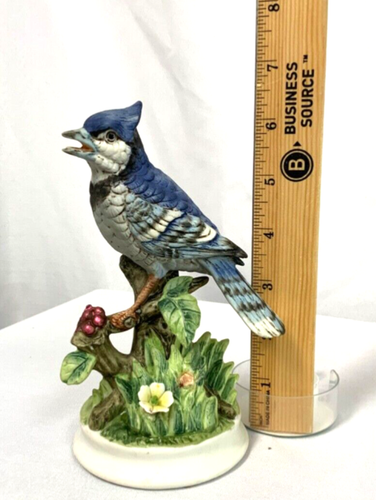 Estatuilla vintage pintada a mano azul Jay Bird Angeline originales Japón - Imagen 10 de 10
