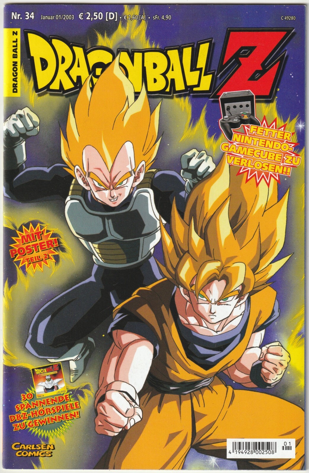 ✪ DRAGON BALL Z #34 + Póster, Carlsen Comics 2003 MANGA COMICHEFT NUEVO TOP Z0-1