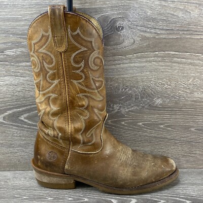 Double H DH1552 Brown Leather Cowboy Western Work Boots Mens Size 8.5 D Made USA