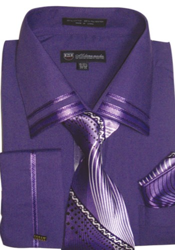Nueva Camisa de Vestir Para Hombre Bordado Puño y Cuello con Corbata y Manguito SG 28 - Imagen 4 de 6
