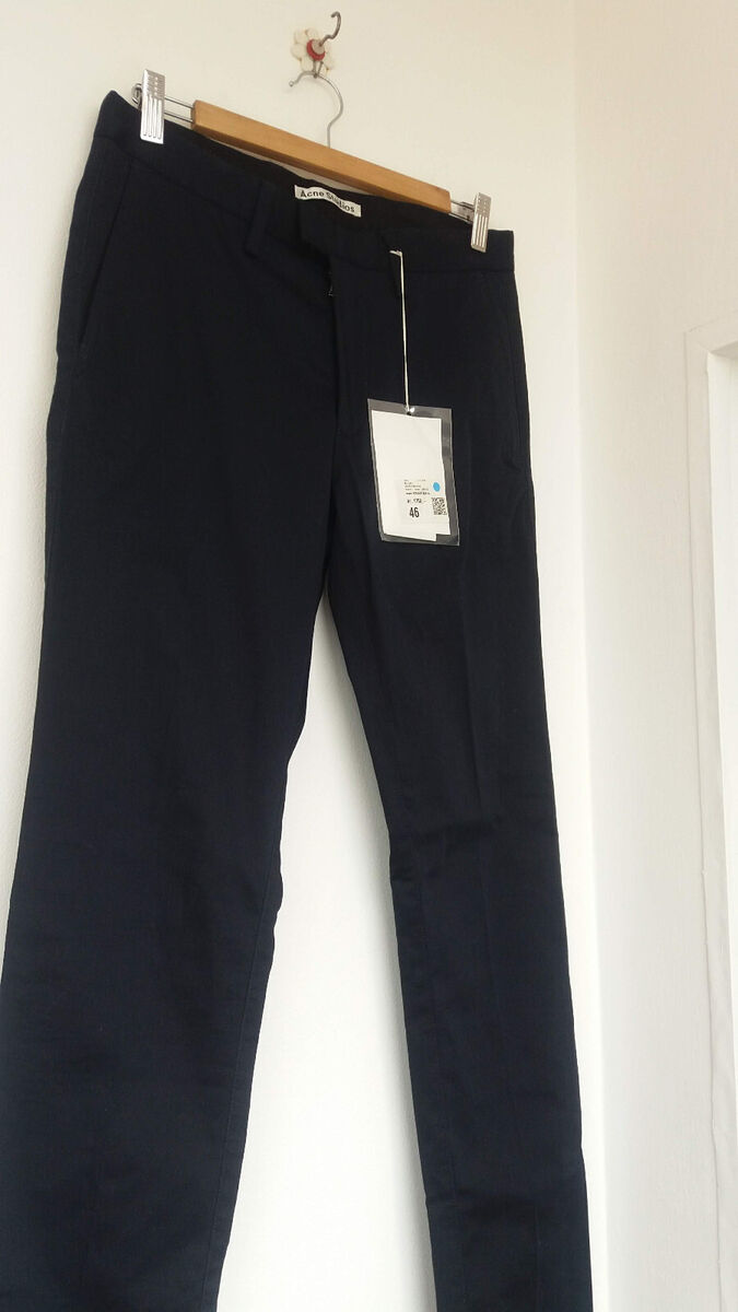 Acne studios max satin chino trousers, deep blue, 46, S | eBay Acne studios max satin chino trousers, deep blue, 46, S | eBay