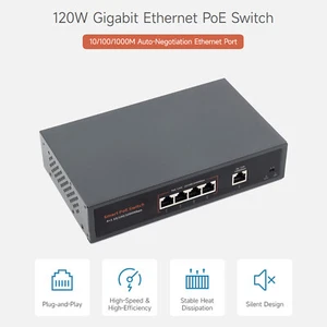 120W Interrupteur de Poe Ethernet Gigabit 10/100/1000M Prise adaptative de port 4 Ports réseau