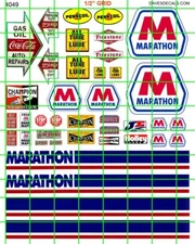 4049 DAVE'S DECALS HO SCALE MARATHON STATION GAS OIL MIXED SET WITH EXTRAS