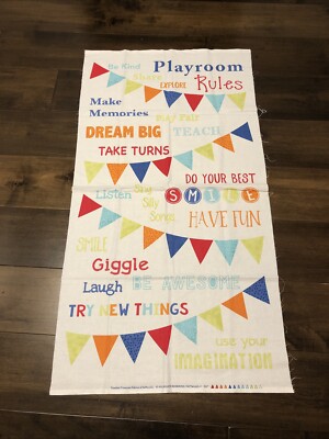 Timeless Treasures Playroom Rules Make Memories Fabric Panel 23.5 x44  New