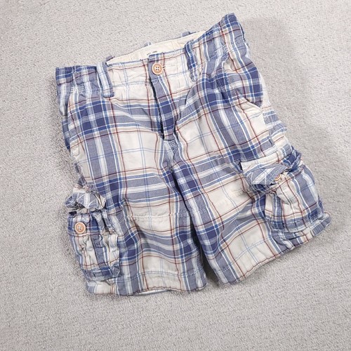 ABERCROMBIE & FITCH Shorts Boy's 10 Plaid Drawstring Cargo Blue - Picture 2 of 13