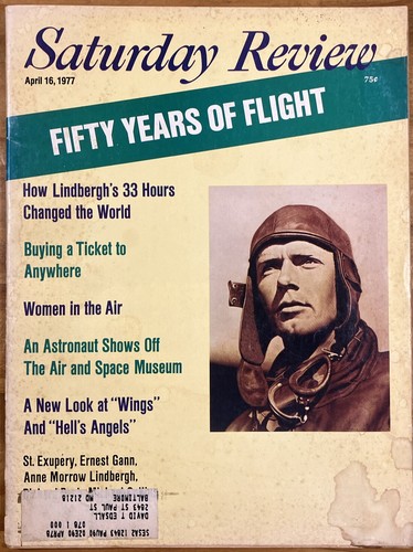 Saturday Review 4/16/77 Fifty Years of Flight Lindbergh Aviation History VG+ - Foto 2 di 16