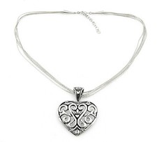 Sterling Silver Heart Pendant with Liquid Silver Necklace