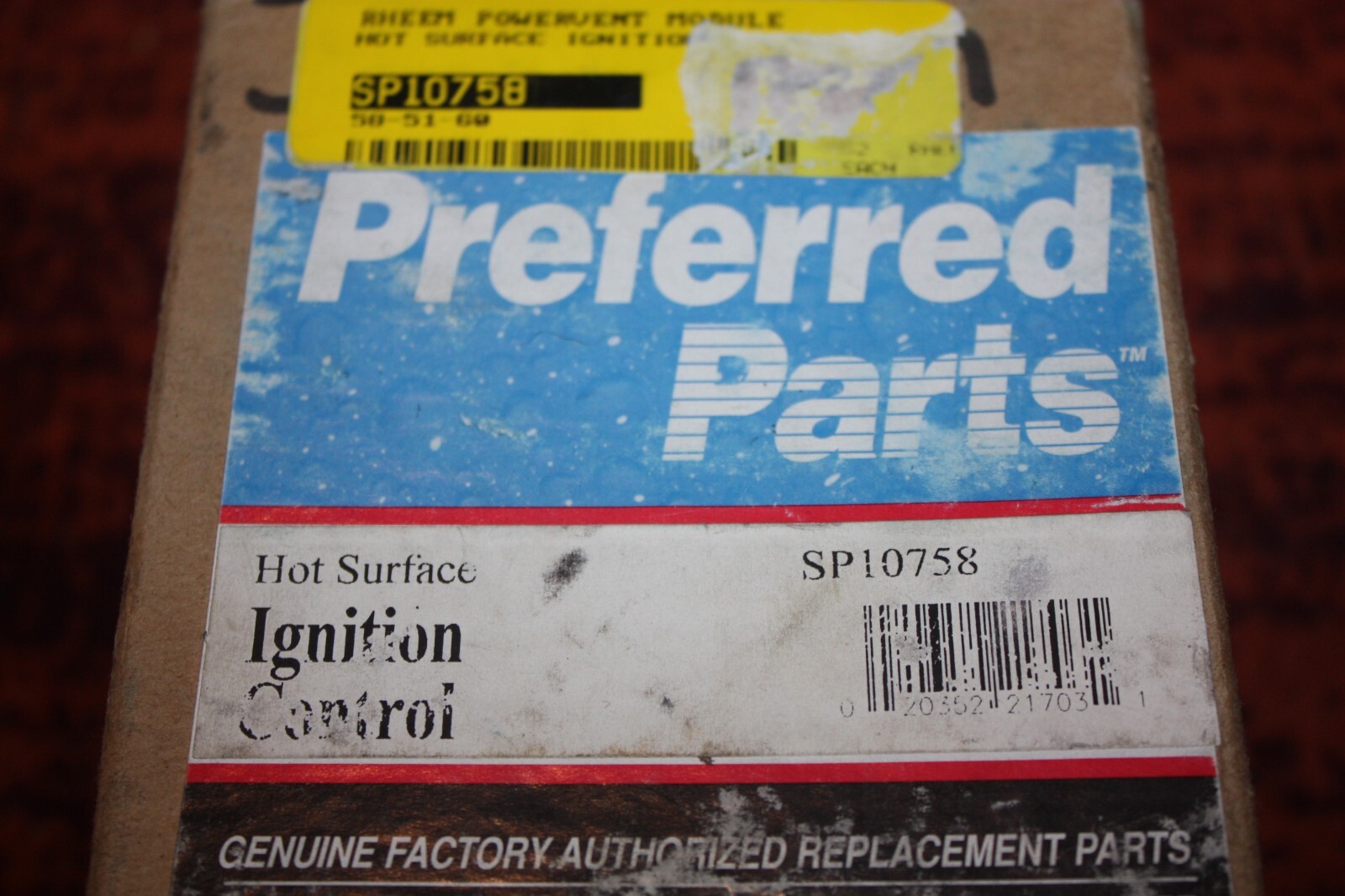 SP10758 Rheem Robertshaw water heater ignition control module hot surface hsi