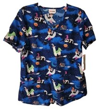 Halloween Theme Scrub Size Small W/POCKETS NWT 4way stretch ultra soft Easy care