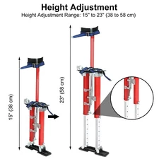 15 IN -23 IN Adjustable Drywall Stilts Tool For Painters Walking Taping Red