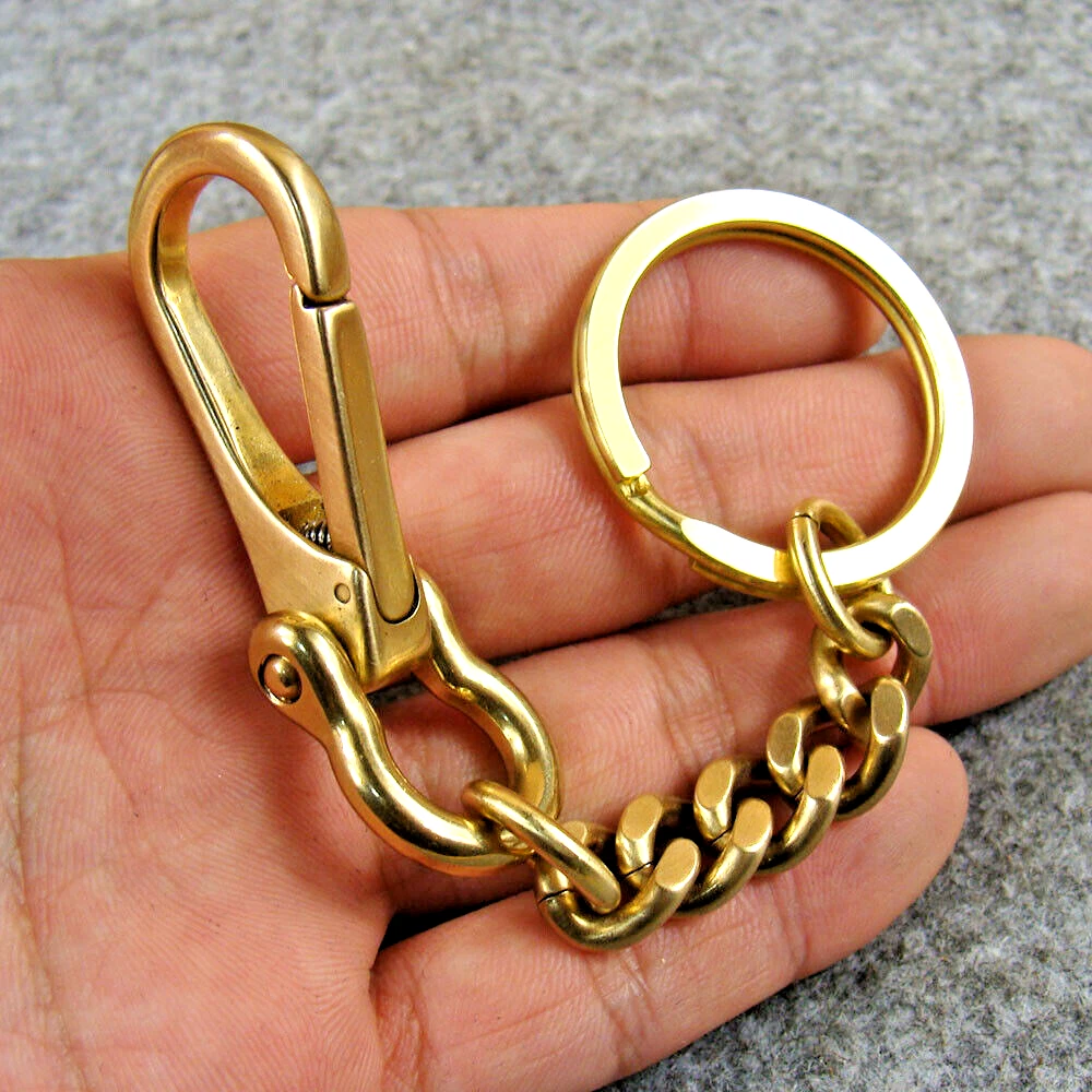 Solid Brass Key Chain Holder Keyrings With Snap Hook Men's Belt Clip  Keychains