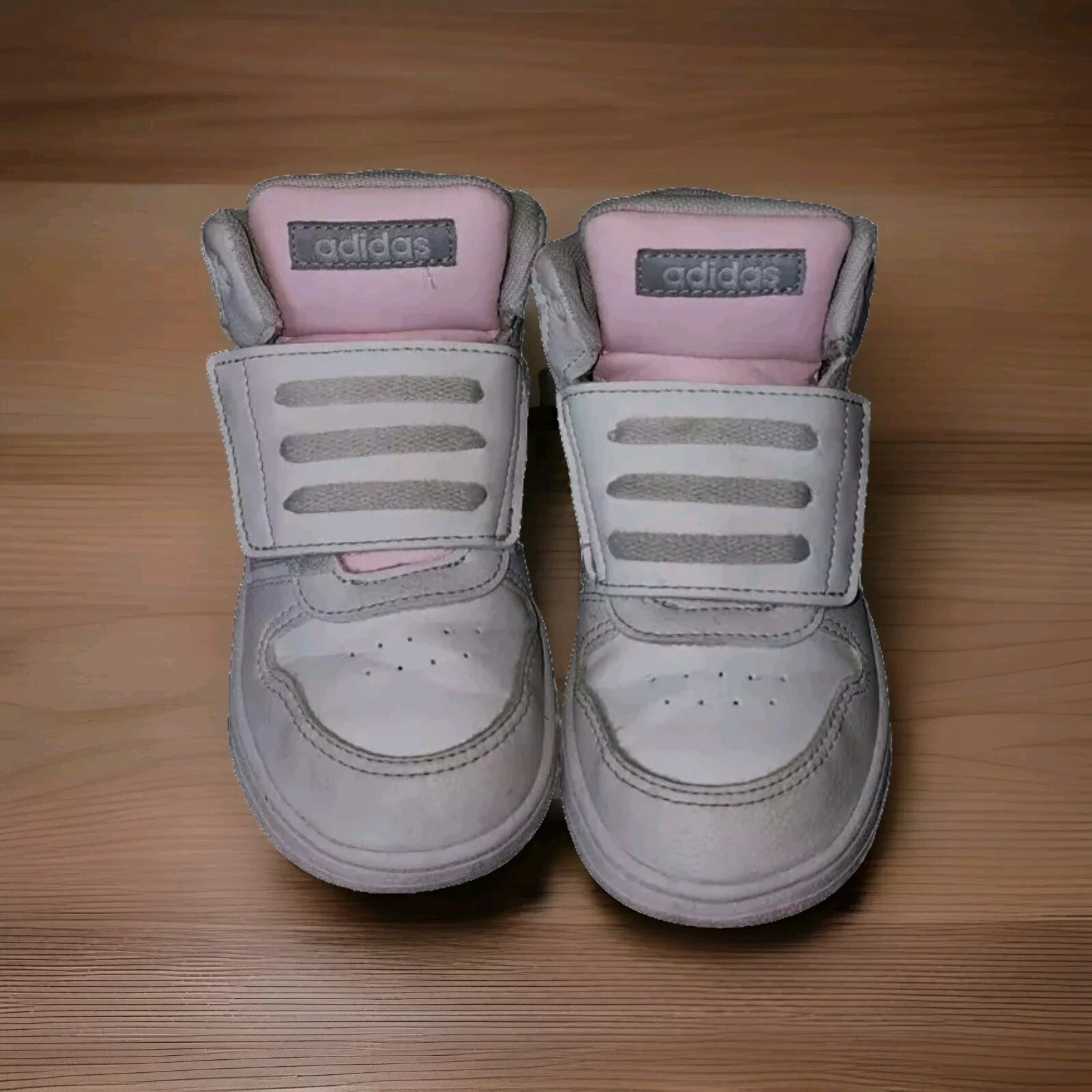 Sneakers alte Adidas ragazza bambino ART FY9290 gancio e passante taglia 10K rosa e bianco