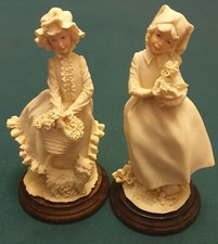 TWO LADY PORCELAIN FIGURINES  by A. BELCARI 1986