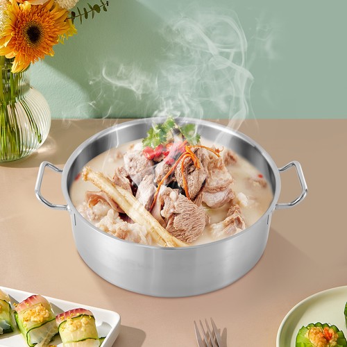 Stainless Steel Stockpot 6lbs Stainless Steel Hot Pot Pan 11Qt Capacity - Picture 8 of 11