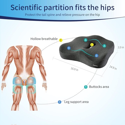 Coccyx Support Memory Foam Cushion - Ultimate Comfort for Sciatica Relief - Picture 6 of 8