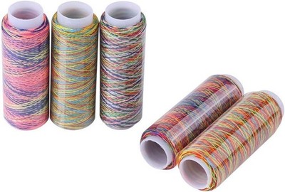 Walfront Overlockgarn Set, Multicolor Nähgarn Multicolor Thread 5 Spulen Von