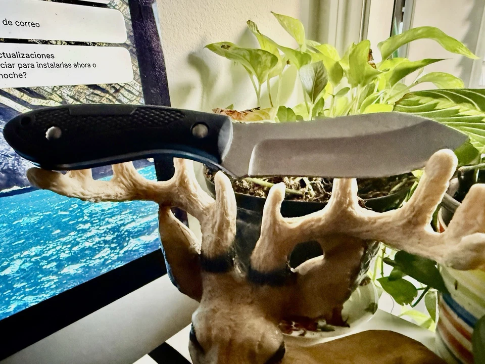 Cuchillo Western Titanium Cross Trail hoja fija punto de caída con funda de caza... Foto 3 de 4